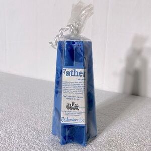 5/$35 Vintage Blue Fathers Day Candle With Pewter Train Treasure Inside Candle